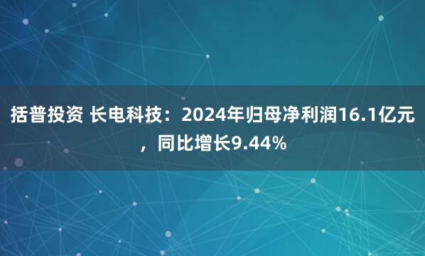 括普投资 长电科技：2024年归母净利润16.1亿元，同比增长9.44%