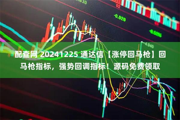 配查网 20241225 通达信【涨停回马枪】回马枪指标，强势回调指标！源码免费领取