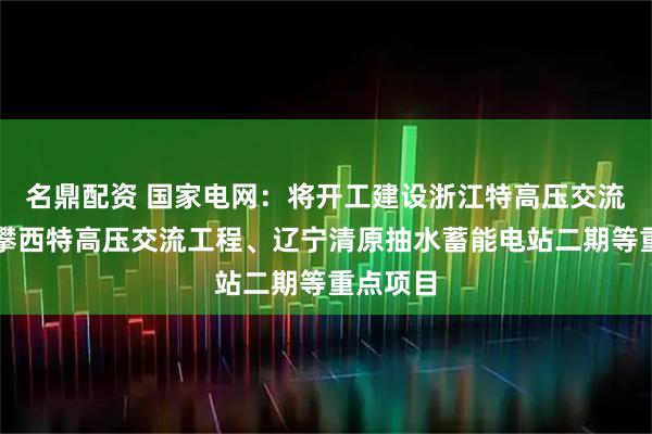 名鼎配资 国家电网：将开工建设浙江特高压交流环网、攀西特高压交流工程、辽宁清原抽水蓄能电站二期等重点项目