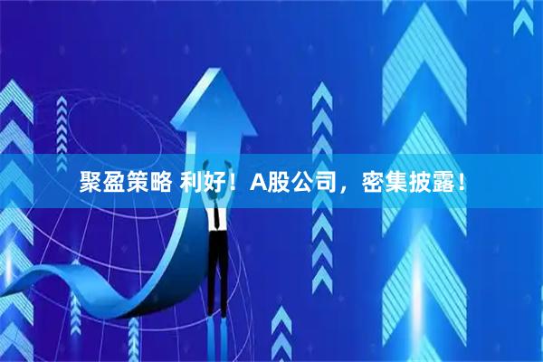 聚盈策略 利好！A股公司，密集披露！